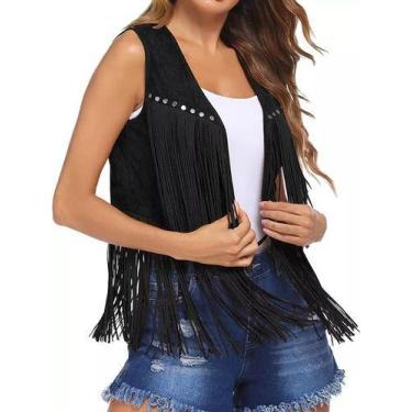 Imagem de F4403 Colete Feminino Luxo Franja Festa Balada Rodeio  19s12 - Xumi, P