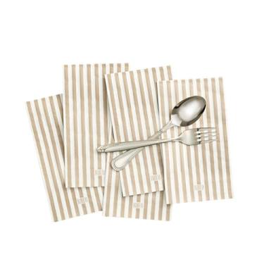 Imagem de Khen Guardanapos descartáveis de luxo de 100 unidades, design de listras europeias - Utensílios de mesa de 2 camadas, toalhas de convidadas de papel com toque de linho toalha de mão macia e absorvente