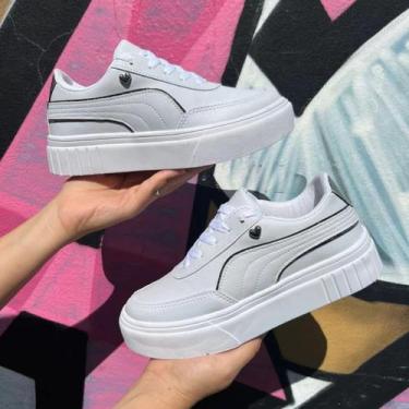 Imagem de Tênis Feminino Academia Confortável Casual Antiderrapante Branco e Pre