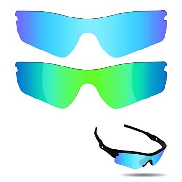 Imagem de Fiskr Lentes polarizadas de substituição para óculos de sol Oakley Radar Path com resistência a impactos, proteção contra raios UV e proteção multifuncional (azul gelo e verde esmeralda)