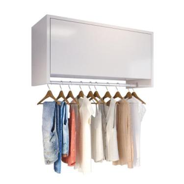Imagem de Armário Suspenso Off White Lavanderia Com Cabideiro Para Roupas - JM3