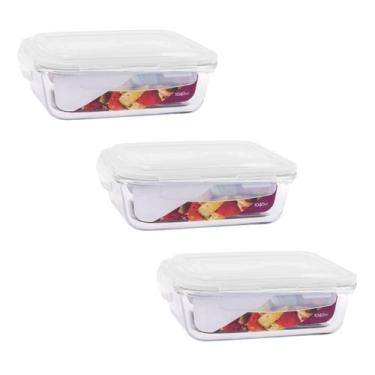 Imagem de Kit 3 Potes Herméticos De Vidro 1040ml Marmita Mantimentos - Belakaza