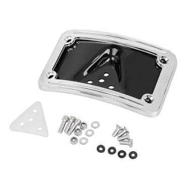 Imagem de YDLMT Suporte de placa de licença de layout curvo de 3 furos com moldura cromada para Harley Sportster XL 883 1200 Electra Glide Dyna Wide Glide Low Rider FXDL (3148)