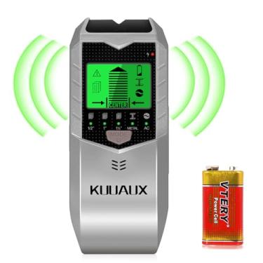 Imagem de KUUAUX Scanner de parede Stud Finder, detector de pinos 5 em 1 com chip de microprocessador inteligente e tela LCD HD, localizadores de feixe para centro e borda de madeira, fio AC, viga, metal e