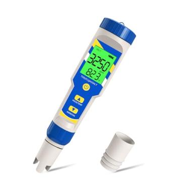 Imagem de Yewhick Testador de sal de piscina, testador digital de salinidade para aquário de água salgada, medidor de pH e salinidade 5 em 1 para piscina de água salgada, medidor de sal de alta precisão para