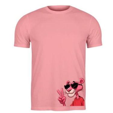 Imagem de Camiseta 100% Algodão Estampa A Pantera Cor De Rosa Pernalonga Piu Piu