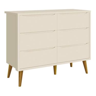 Imagem de Cômoda Infantil Theo 6 Gavetas com Pés Amadeirado - Reller Móveis Areia Fosco