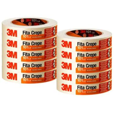 Imagem de Kit 10 fita crepe 18mm x 50 metros 3m 101la pintura marcação reforma a