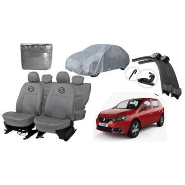 Imagem de Kit capa Sandero 17-23 couro cinza + capa externa top - ferro tech br