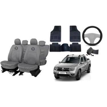 Imagem de Jogo capa couro Oroch +tapete +volante acabamento top - ferro tech br