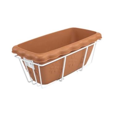 Imagem de Generic Caixa de janela do deck da plantadora de grades Plantador pendurado de resina de resina para a janela para andar de jardim externa para fora da janela, Marrom E Branco