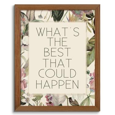 Imagem de Arte de parede inspiradora com estampas florais vintage What's the Best that Could Happen Positive Affirmation Canvas Art for Room Estética Botânica Picture Posters emoldurados para decoração de