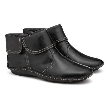 Imagem de Bota Feminina Cano Curto Ankle Boot em Couro Legítimo – Conforto Premium & Artesanal | Palmilha Anatômica de Gel | Solado Antiderrapante | Com Ajuste de Zíper na Lateral (PRETO, BR, Adulto, Numérico, 40)