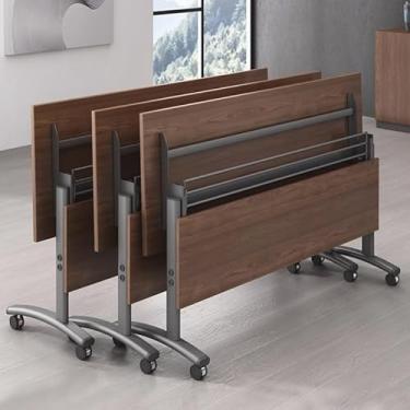 Imagem de Mesa de conferência dobrável com rodas, mesa de treinamento móvel flip-top, mesa de reunião retangular moderna para escritório, treinamento, sala de conferência ou sala de aula (1 pacote)