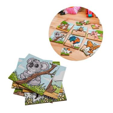 Imagem de Conjunto 6 Quebra cabeça 4 Peças Infantil Brinquedo Em Mdf - Abstratta
