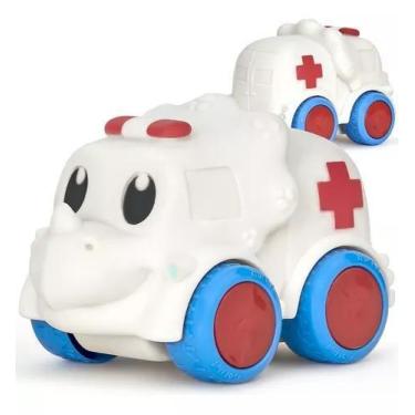 Imagem de Brinquedo Carrinho Dinossauro Bebê Banho Macio Ambulância - Puff Toys