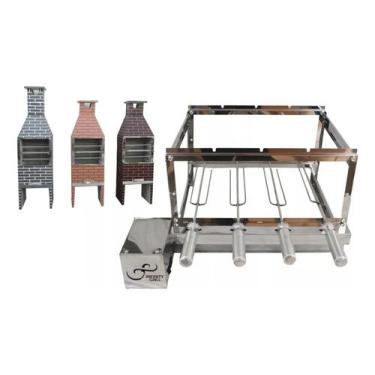 Imagem de Churrasqueira Inox Giratória Gira Grill 4 Espetos - infinity grill