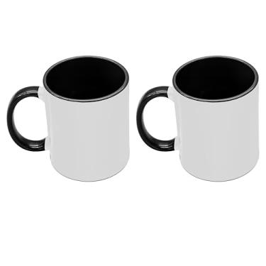 Imagem de Canecas de sublimação 325 ml, interior e alça preta - Xícaras de café premium para projetos de prensa térmica - Design versátil de caneca de café ideal para criações personalizadas, conjunto de 2