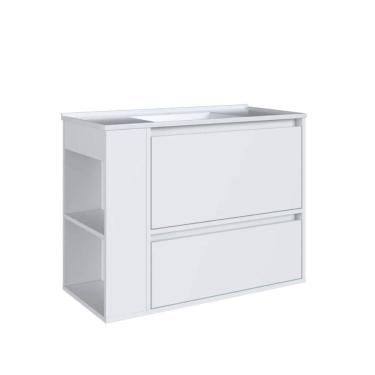Imagem de Gabinete Suspenso 80cm Estela Branco Com Lavatório 1 Gavetão Basculante De Banheiro