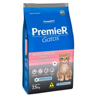 Imagem de Ração Premier Gatos Filhotes Pelos Longos Ambientes Internos Salmão 7,5kg