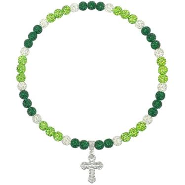 Imagem de Colar de beisebol masculino de 45,7 cm, coleção de gelo, pingente de cruz, colar feminino com strass e contas de argila, acessórios de beisebol, presentes para jogadores de times de beisebol, amantes