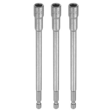 Imagem de HARFINGTON 3 peças de broca de chave de porca soquete de impacto métrico de 8 mm, haste sextavada de 1/10.2 cm (150 mm), soquetes magnéticos extralongos de 6 pontas, conjunto de parafusos de aço CR-V