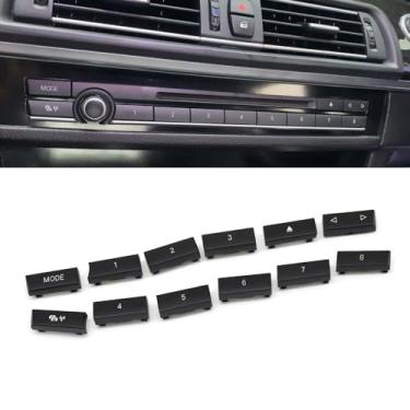 Imagem de Goodithy Kit de reparo de botão de controle do leitor de rádio digital de CD central, 12 peças, substituição de acabamento de chave para BMW 5 5GT 6 7 Series F10 F11 F07 F06 F12 F13 F01 F02 (Modelo B)