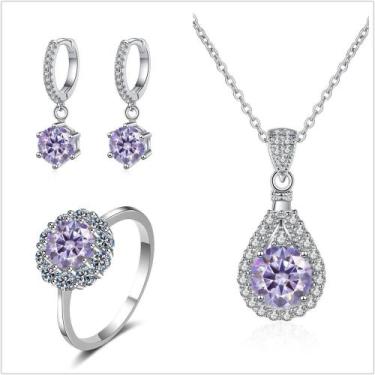 Imagem de Conjunto de Joias com Charme Moissanita - Prata Esterlina 925 - Anel, 