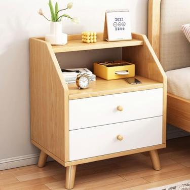 Imagem de Mesa de cabeceira com gaveta e prateleira aberta, armário de cabeceira nórdico moderno estilo simples mesa de canto sofá mesa lateral para sala de estar, quarto, entrada, casa, escritório, E