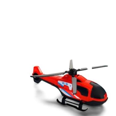 Imagem de Helicóptero de Brinquedo Vermelho e Preto, Modelo Miniatura com Hélices Móveis