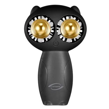 Imagem de Cyfrone Ventilador portátil para carrinho de bebê Aroma – Bateria recarregável de 6000 mAh USB-C em forma de coruja com clipe Mini Personal Turbo Travel Essentials (preto)