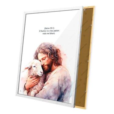 Imagem de Quadro Jesus Salmo 23 O senhor é meu pastor Moldura e Vidro - Complet 