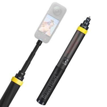 Imagem de Bastão de selfie estendido invisível de fibra de carbono 3 m para Insta360 ONE X5 X4 X3 para Insta 360 X2 X RS R, para acessórios de câmera de ação DJI OSMO 360 (amarelo)