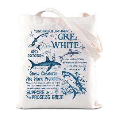 Imagem de TGBJE Great White Shark Tote Bag Ocean Animal Lover Gift Great White Shark Biology Shoulder Shopping Bag Marine Biology Gift, Bolsa Great White Shark