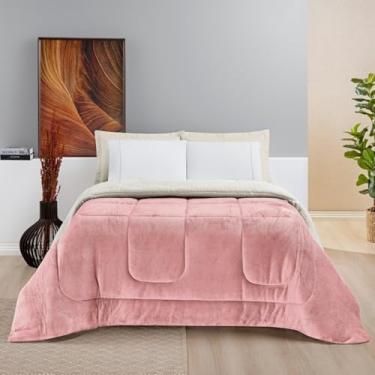 Imagem de Manta Cobertor Tamanho King Soft Tecido Macio Coberdrom Dupla Face para Inverno com Sherpa (Rosa)