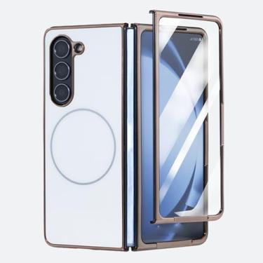 Imagem de HAO RIYLN Capa magnética para Samsung Galaxy Z Fold6, capa de telefone antiimpressão digital à prova de choque suporta carregamento sem fio, capa ultrafina, branca, Z FOLD6