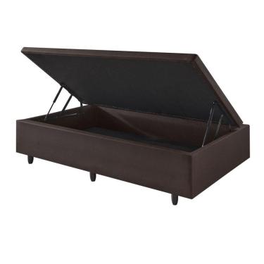 Imagem de Base Box Baú Solteirão 96x203x42cm Courino Linho Marrom