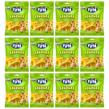 Imagem de Kit Com 12 Pacotes Balas Fini Gelatina Banana 80G Total 960G - Jaya
