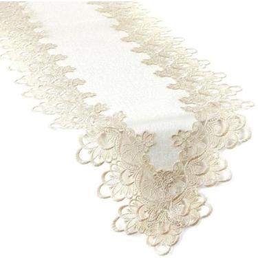 Imagem de Caminho de Mesa Trilho Kasilar Veneza Premium Bordado Guipir 40x1.50cm