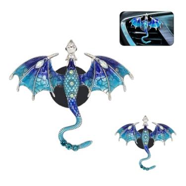 Imagem de ORIESSE Clipes De Ventilação Para Purificador Ar Automotivo Bling Wyvern, 2 Peças Acessórios Em Liga Metálica Azul Esmaltada Tipo Dragão, Difusor Recarregável Com Feltro, Pastilhas Fragrância Café
