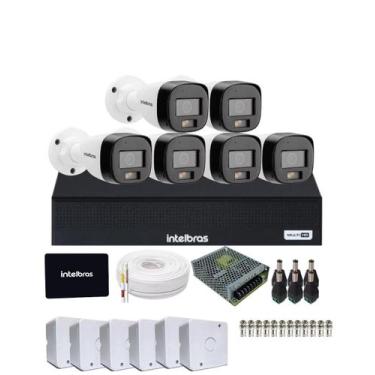 Imagem de Kit 6 Câmeras Intelbras VHD 3220 B Full Color com Áudio DVR Mhdx 1108-