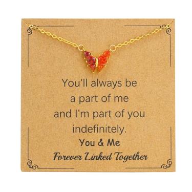 Imagem de SOPIFY Colar feminino com pedra do mês de nascimento de borboleta, dourado, delicado para mãe, filha, irmã, avó, neta, amigas, melhores presentes de pedra do mês de nascimento, Adjustable, Cobre, Sem