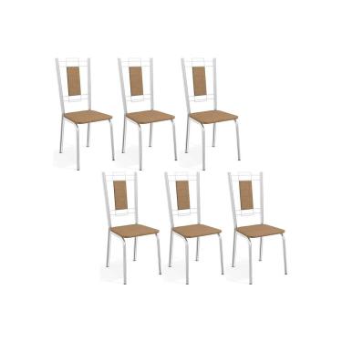 Imagem de Cadeira Sala de Jantar Florença 2C005 Aço Kit 6 Uni Cromada/Capuccino - Kappesberg