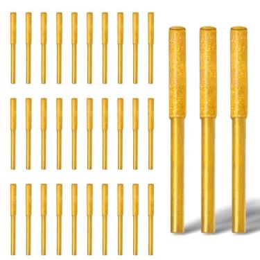 Imagem de Jiozermi 30 peças de motosserra de 1,5 mm (5/81.3 cm), afiador de motosserra de diamante, lixa de pedra de esmerilhar, acessórios de motosserra dourada para roda elétrica de amolar, 4,0 mm