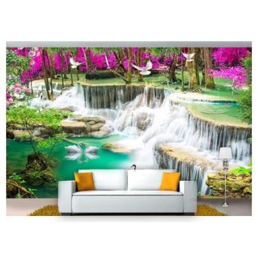 Imagem de Papel De Parede Cachoeiras Animais Pássaros 3D 7,50M² Xch10 - Você Dec