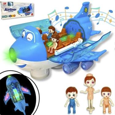 Imagem de Avião Azul Masculino Brinquedo Educativo Com Luzes e Som Envio Garanti