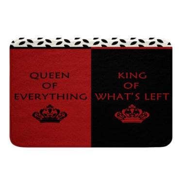 Imagem de Erosebridal Tapetes de casamento para casal, vermelho, preto, 50,8 cm x 81,2 cm, Queen of Everything King of What's Left Tapete de banho para ele e ela, os melhores presentes para marido e esposa