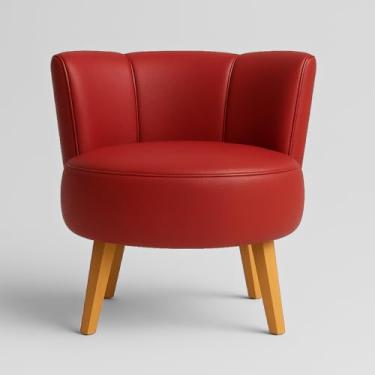 Imagem de Cadeira Estofada para Sala de Espera Tecido Corano Confortável Pés de Madeira Reforçado MOBLAN decor (Vermelho)