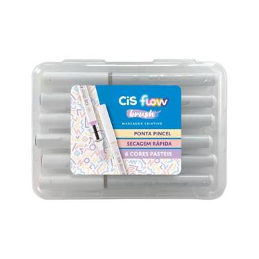 Imagem de Marcador Artistico Criativo Flow Brush Estojo 6 Cores Cis, Pastel