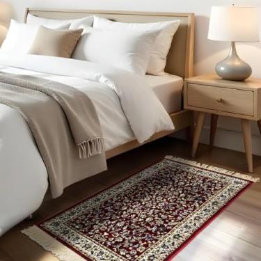 Imagem de 1 Tapete Quarto Belga Beira de Cama Es Cl 66 x 110 Vr (D3Cla Vermelho branco - Classico Medalhão Floral)